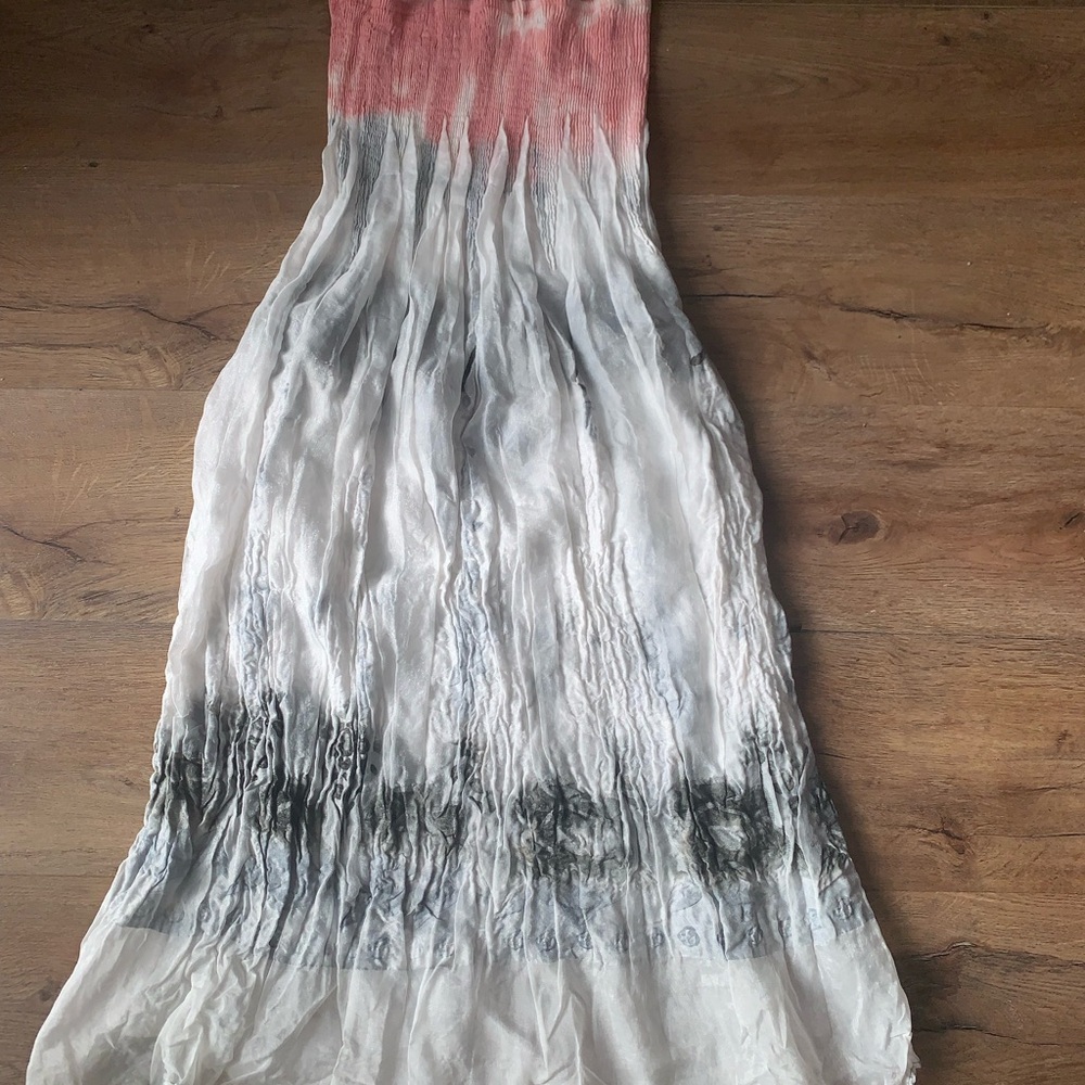 Lapis.Pink and White Ombre Maxi Dress stretchy one size